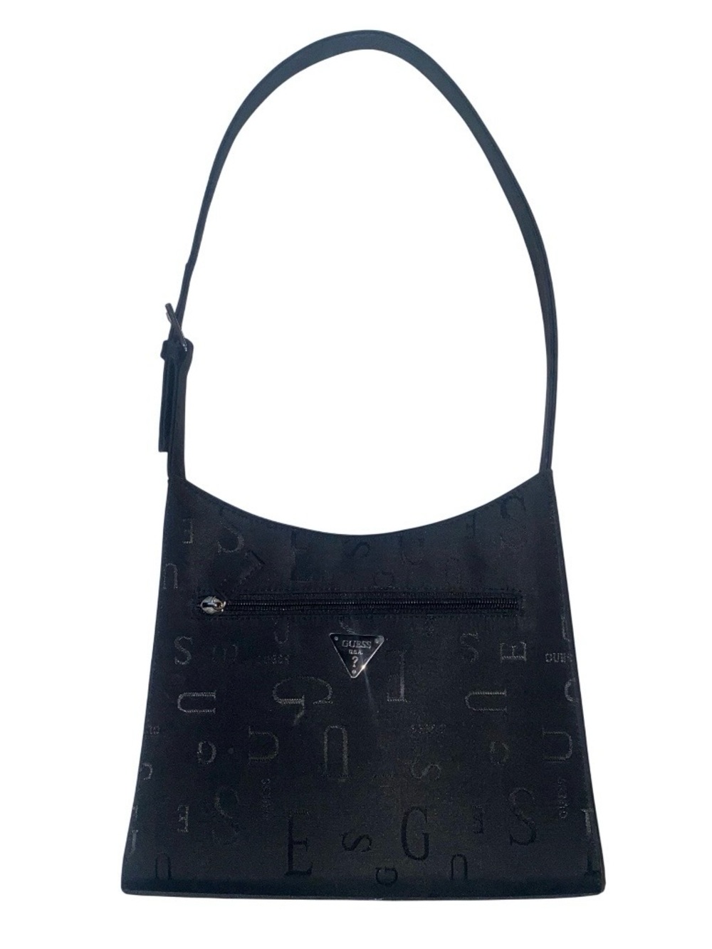 Guess Logo Vintage Black Nylon Monogram Shoulder Bag